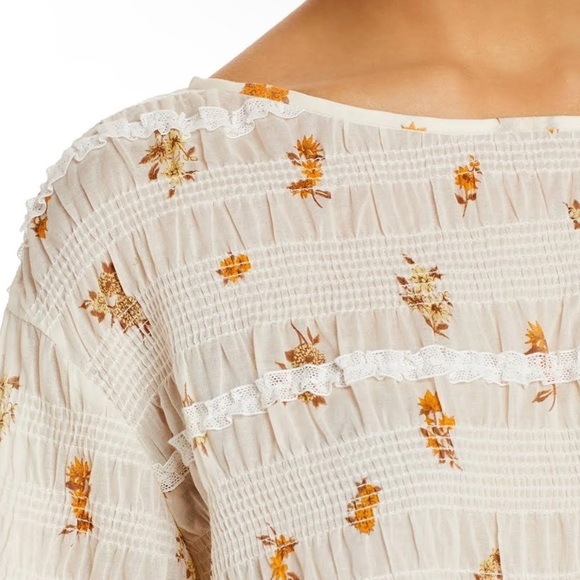 NWT Rebecca Taylor Marigold Fleur Ines Smocked Blouse Size Small women’s top - Picture 5 of 14